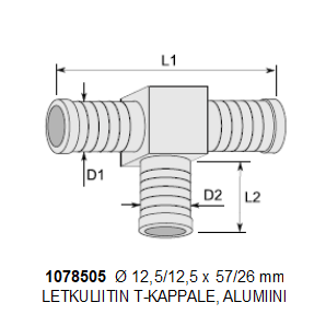 LETKULIITIN T-KAPPALE Ø 12.5/12.5 mm, - Image 2