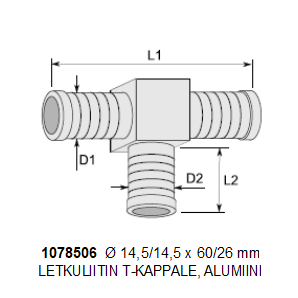 LETKULIITIN T-KAPPALE Ø 14.5/14.5 mm, - Image 2