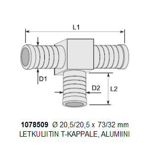 LETKULIITIN T-KAPPALE Ø 20.5/20.5 mm, - Image 2