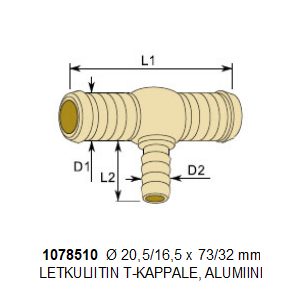 LETKULIITIN T-KAPPALE Ø 20.5/16.5 mm, - Image 2