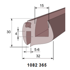 LASILISTA 365, 15/5x30/7 mm, EPDM, MUSTA