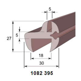 LASILISTA 395, 18/5 mm, EPDM, MUSTA