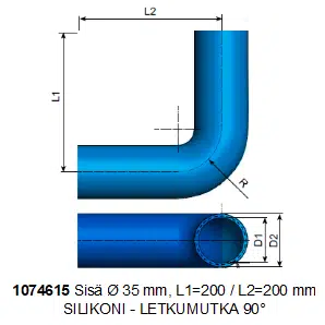 LETKUMUTKA 90°, Ø 35 x 200/200 mm SILIKO - Image 2